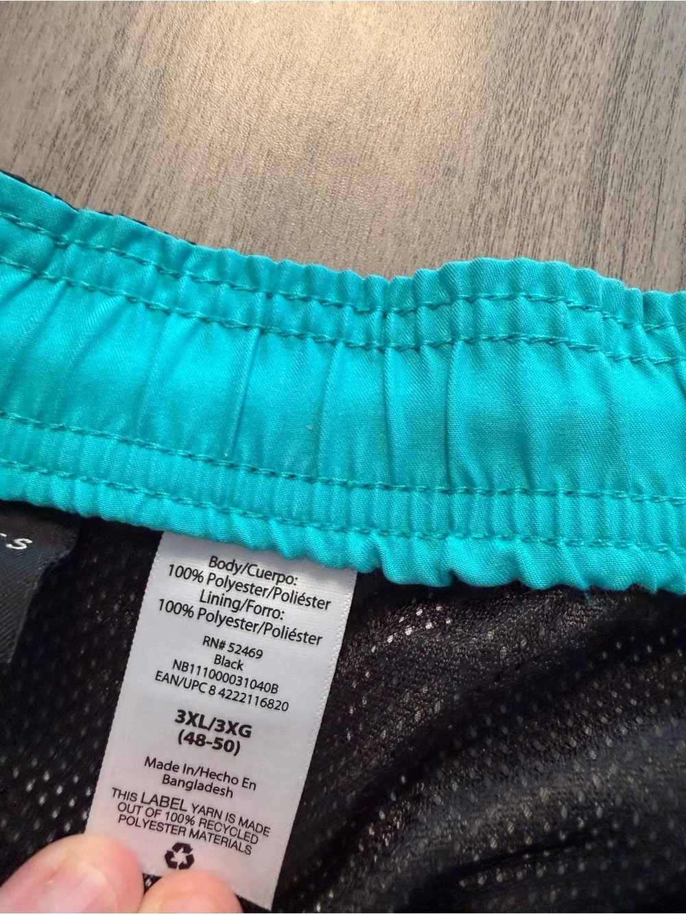 No Boundaries Black Swim Trunks with Teal, Purple & Pink Retro Print